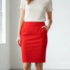 J.Crew 100% Cotton The Pencil Skirt - RED - Size 6